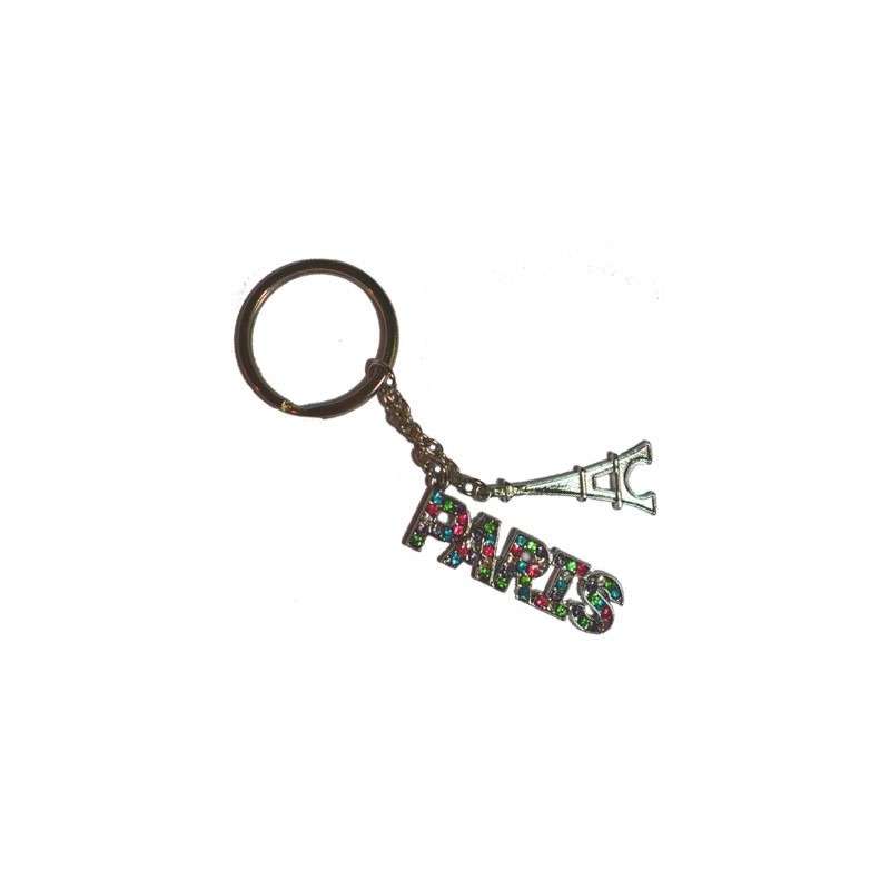 Paris rhinestone key ring - rainbow