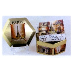100-piece Eiffel Tower puzzle in gold metal box